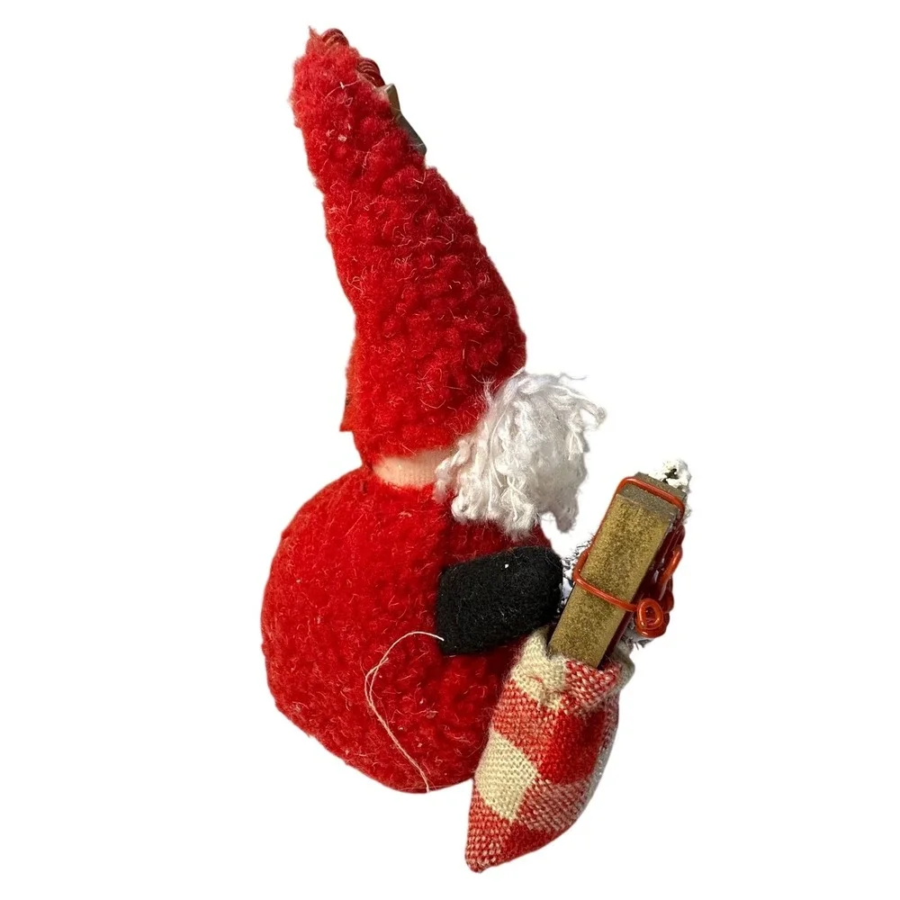Russ Berrie Handmade Santa Ornament Red Felt Sack‎ Tree Snowflake Star